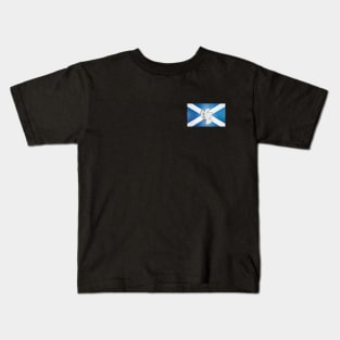 Scotland map in Scottish flag colors distressed style Kids T-Shirt